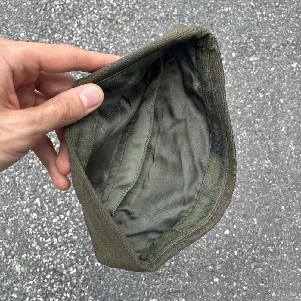 USMC Marine Corps Garrison Cap Size In Photos Olive Green w/ Black EGA Insignia